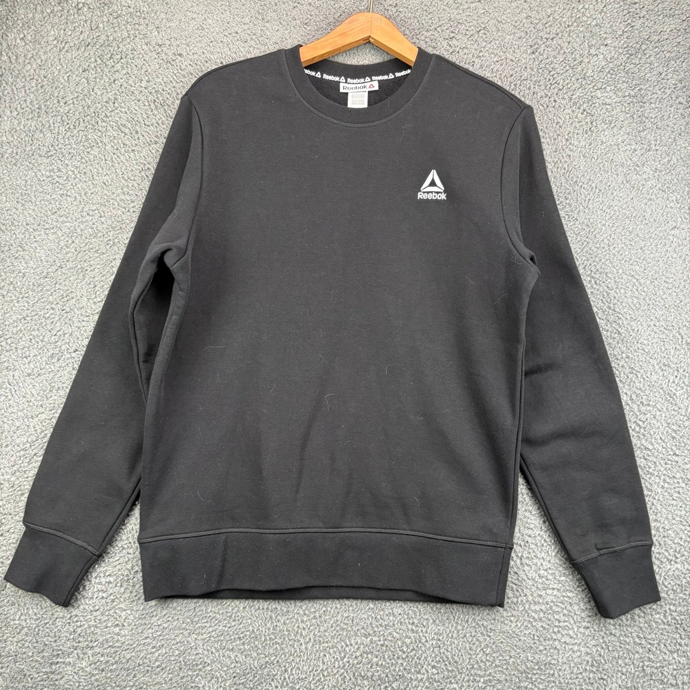 Reebok Mens Crewneck Sweatshirt Black Small REM243FC11 Fleece Pullover Logo